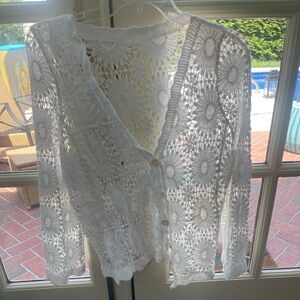 White Crochet Cardigan